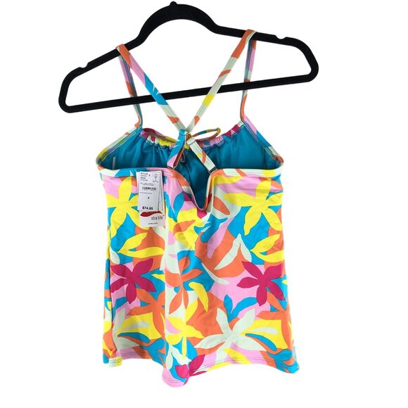 Lands End Chlorine Resist Tie Front Underwire Tankini Top Floral Colorful 10 - Picture 2 of 2